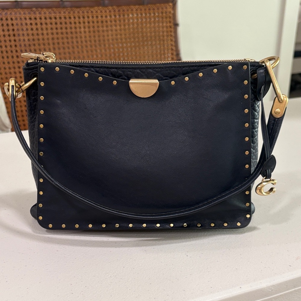 Coach Dreamer Shoulder Bag With Rivets—Navy Blue—GORGEOUS!! Beautiful Leather!